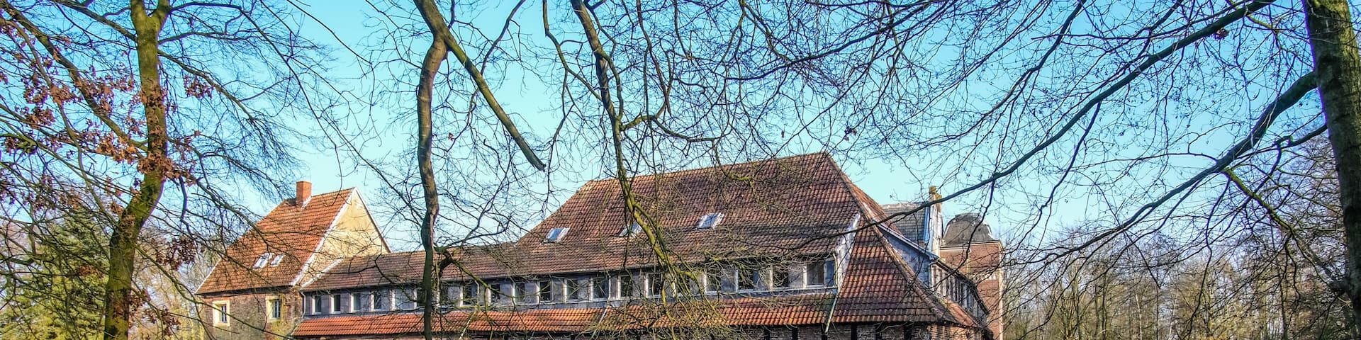 Senden, Coesfeld, Munsterland December 2017 - Watercastle Wasserschloss Schloss Senden during sunny day in Winter