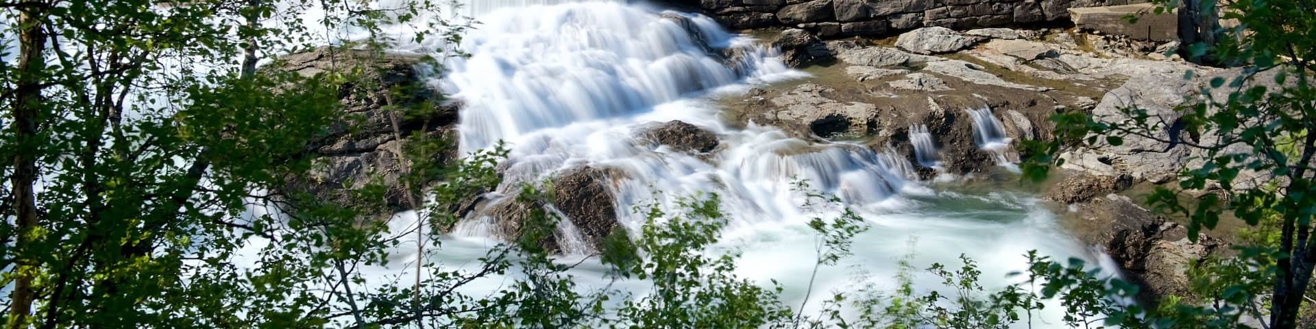 Bardufossen Waterfall showing rapids