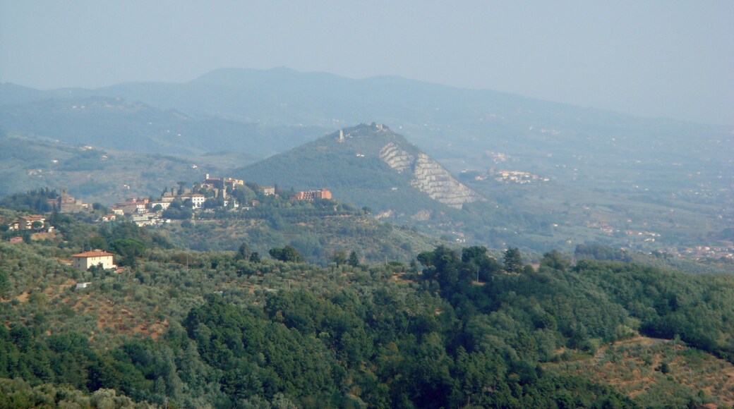 View over the hill towns of eastern Valdinievole (Montecatini Alto, Monsummano Alto, Montevettolini, Larciano) from Cozzile