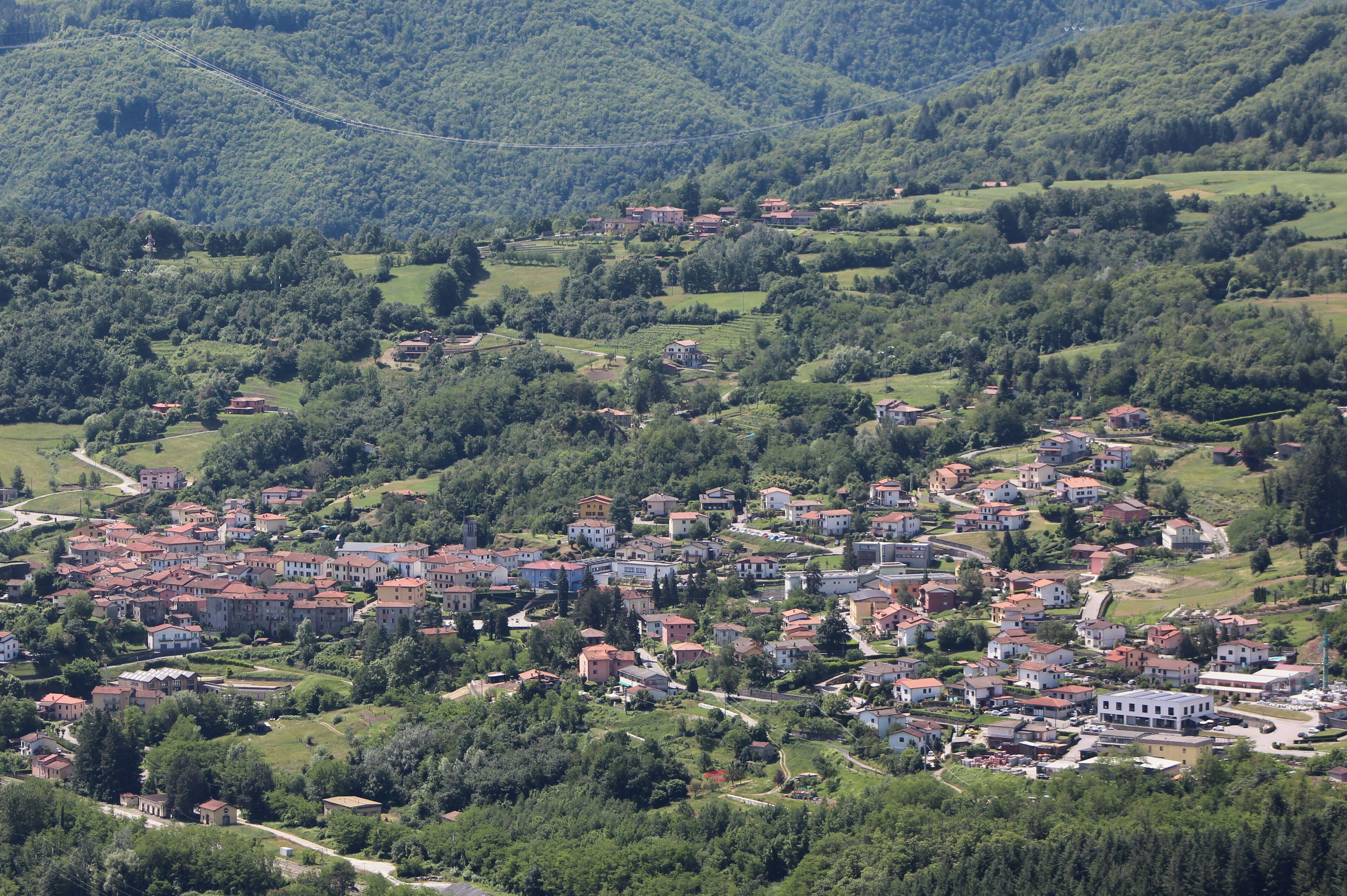 Panorama of Camporgiano, Province of Lucca, Tuscany, Italy