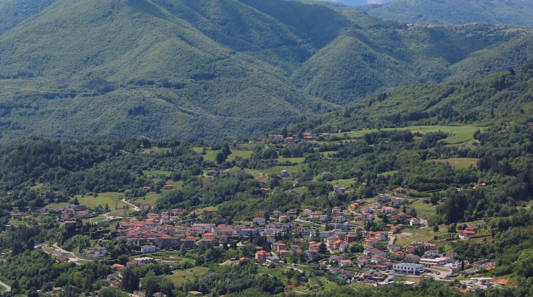 Panorama of Camporgiano, Province of Lucca, Tuscany, Italy