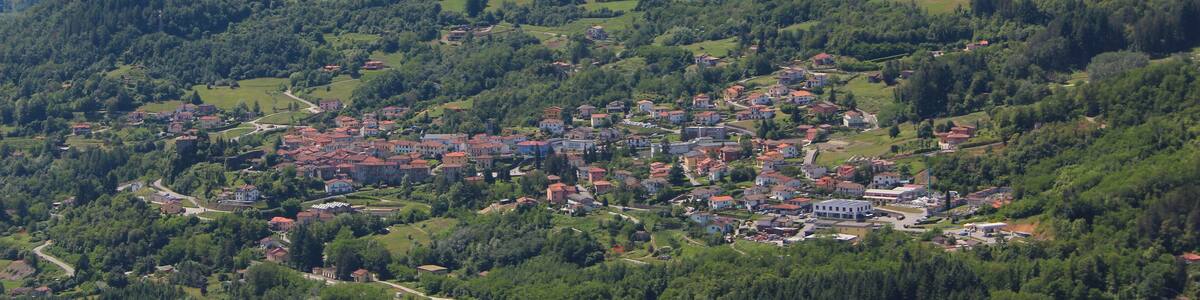 Panorama of Camporgiano, Province of Lucca, Tuscany, Italy