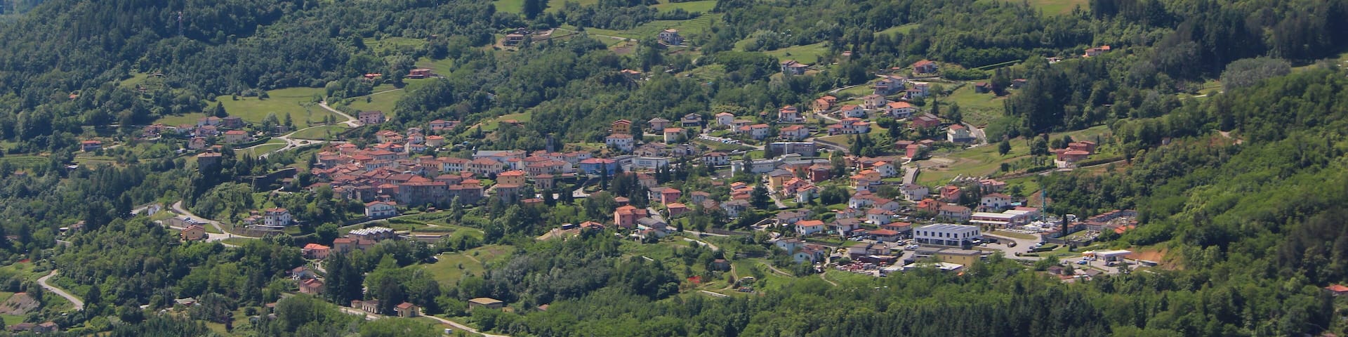 Panorama of Camporgiano, Province of Lucca, Tuscany, Italy