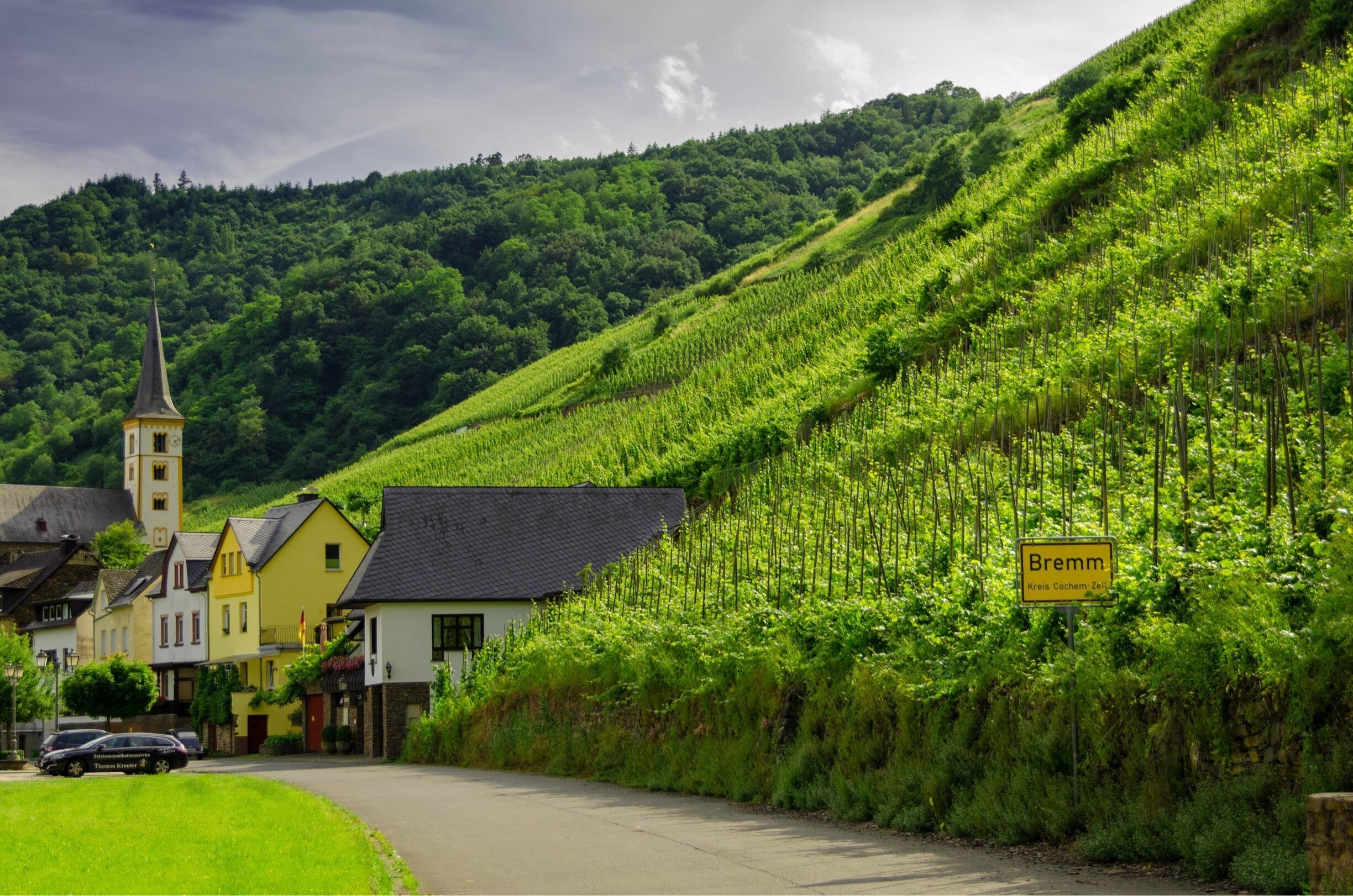 The town of Bremm, home to the vineyards of Bremmer Calmont, allegedly the steepest vineyard in Europe.