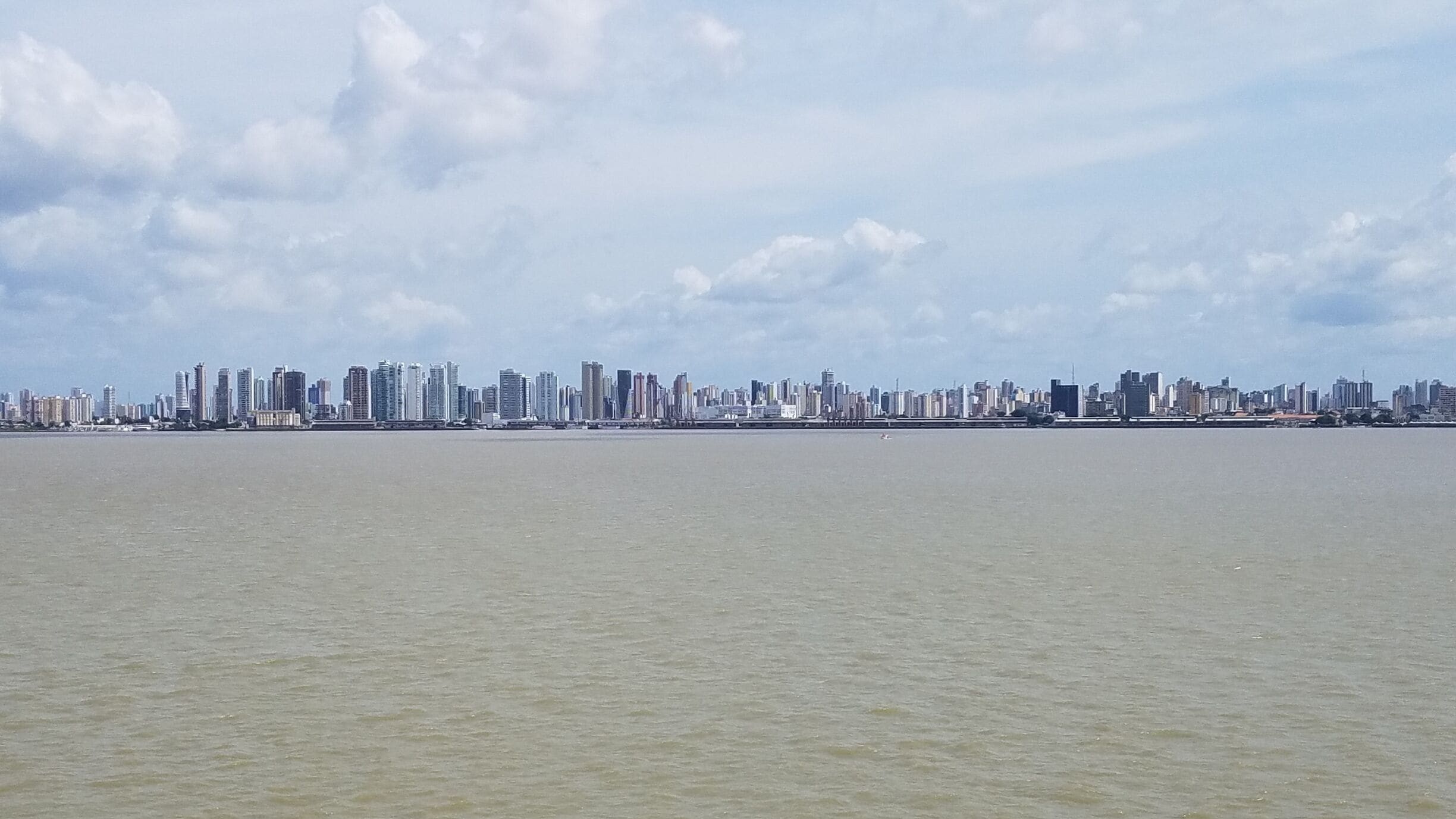 Downtown from a cruise ship anchored off shore. 