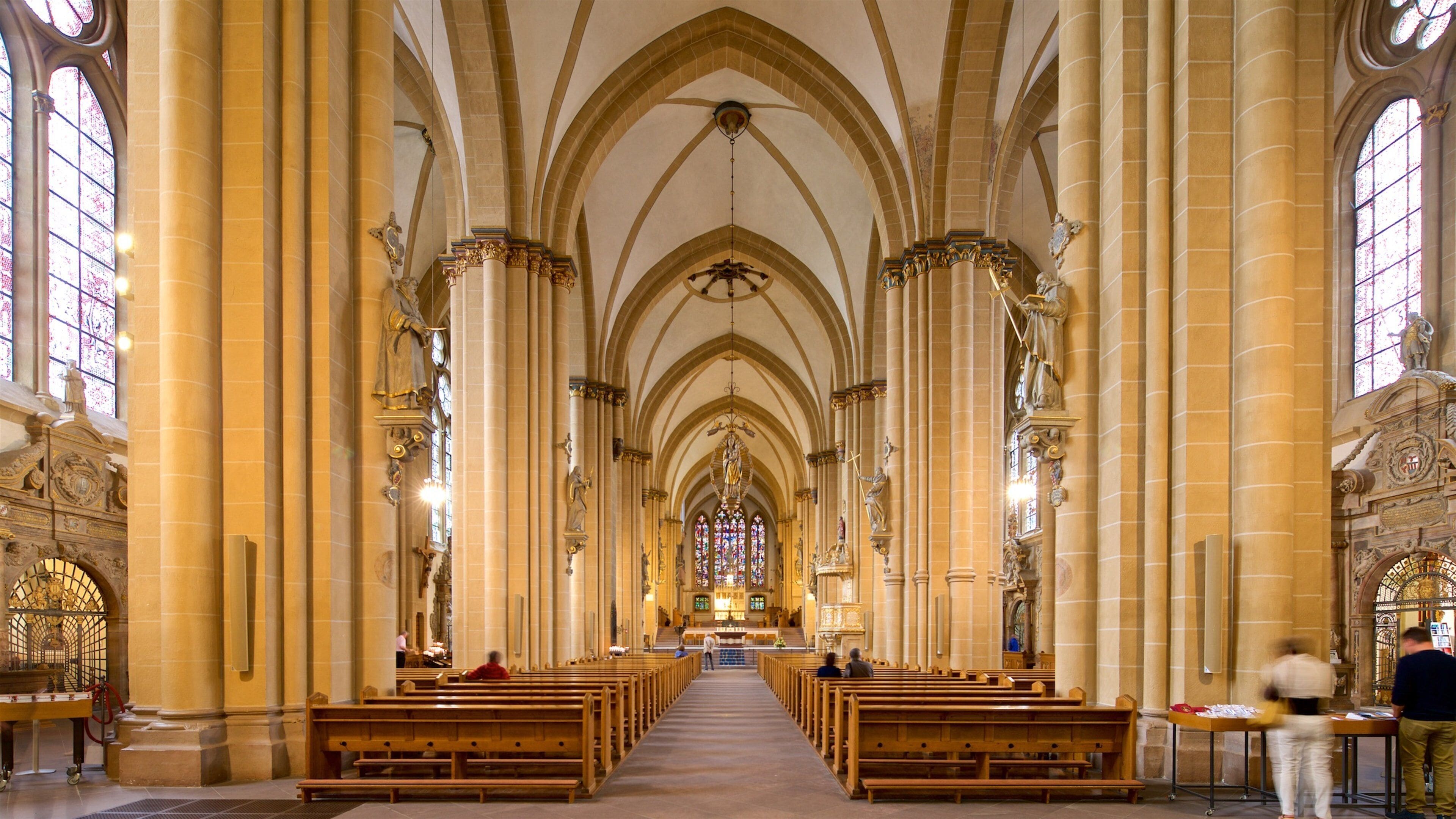 Paderborn Cathedral featuring a church or cathedral, interior views and heritage elements