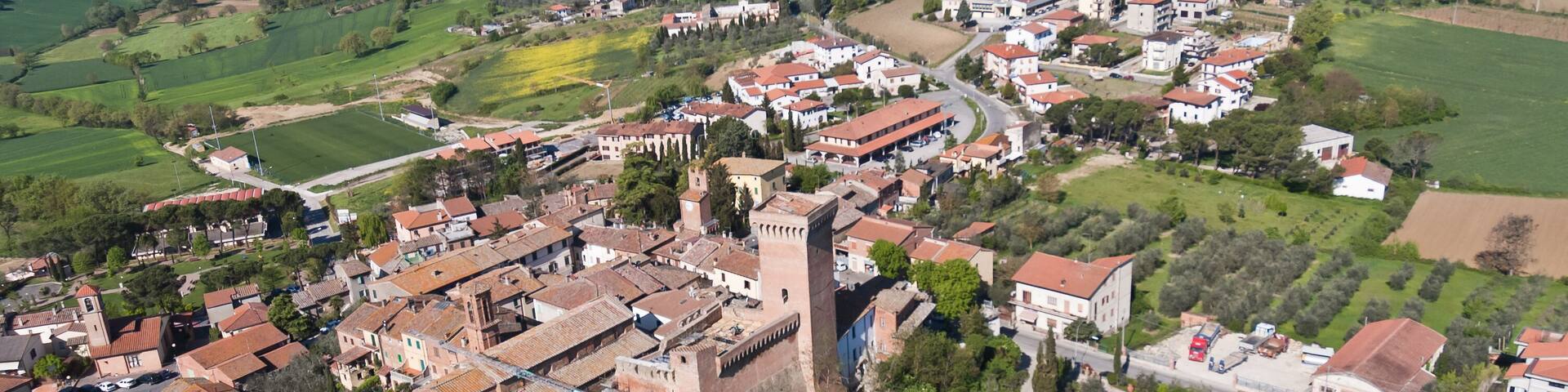 Aerial view of Marciano della Chiana in Tuscany - Italy