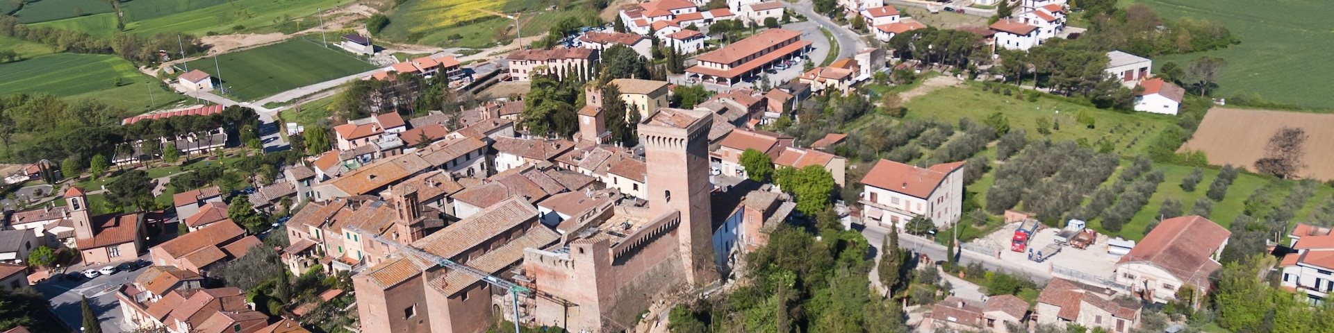 Aerial view of Marciano della Chiana in Tuscany - Italy