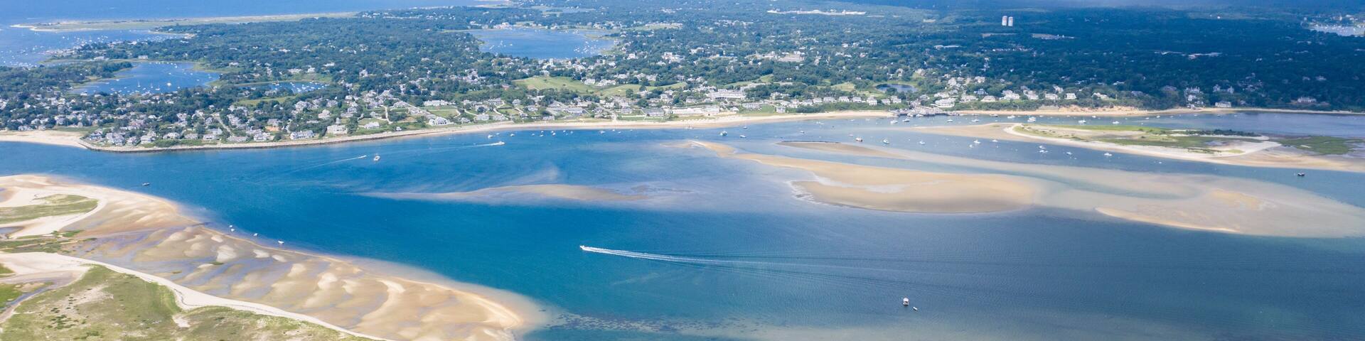 The nutrient-rich waters of the Atlantic Ocean bathe a scenic beach on Cape Cod, Massachusetts. This beautiful area of New England, not too far from Boston, is a popular summer vacation destination.