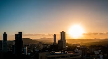 sunset sky above Panama City - cityscape panorama view