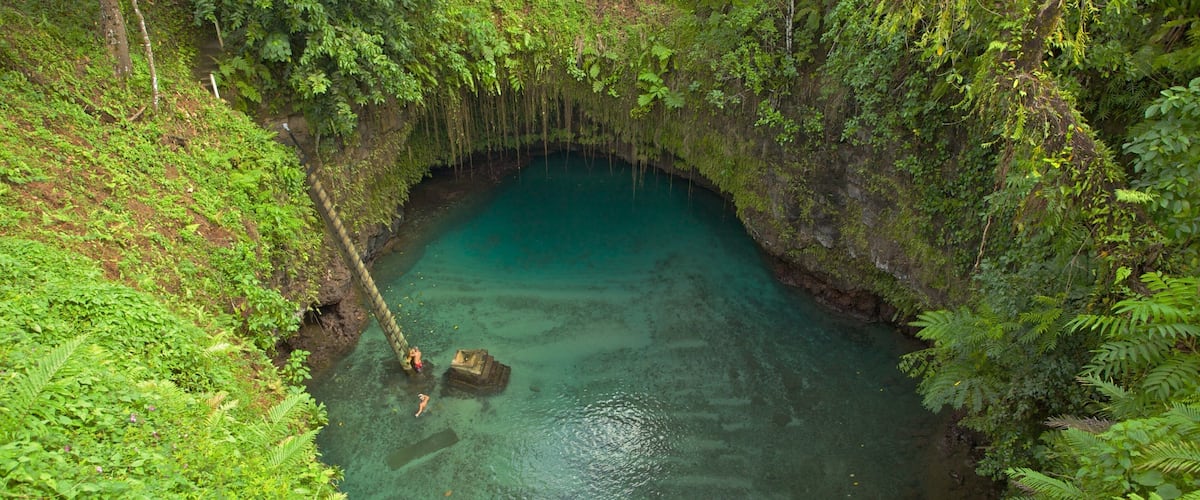 Upolu showing rainforest, swimming and a lake or waterhole