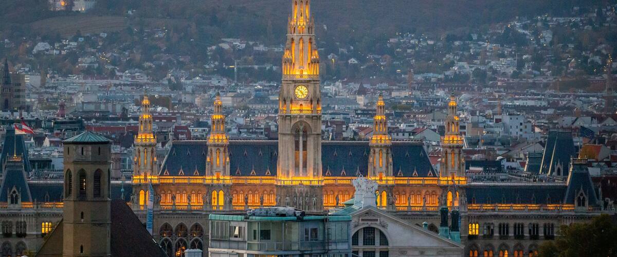 Vienna City Hall Area featuring heritage architecture, landscape views and a city