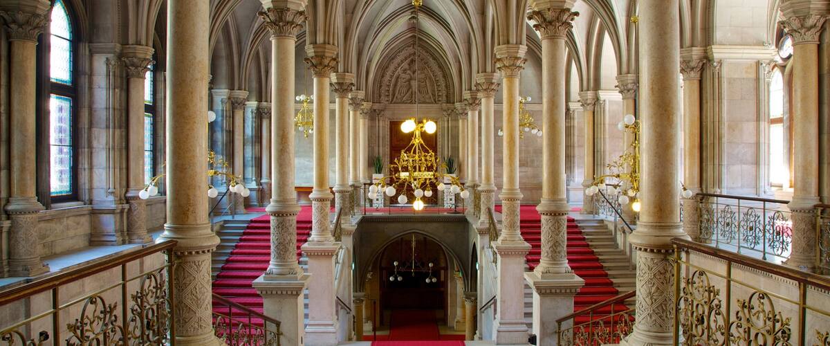 Vienna City Hall showing interior views, heritage elements and heritage architecture