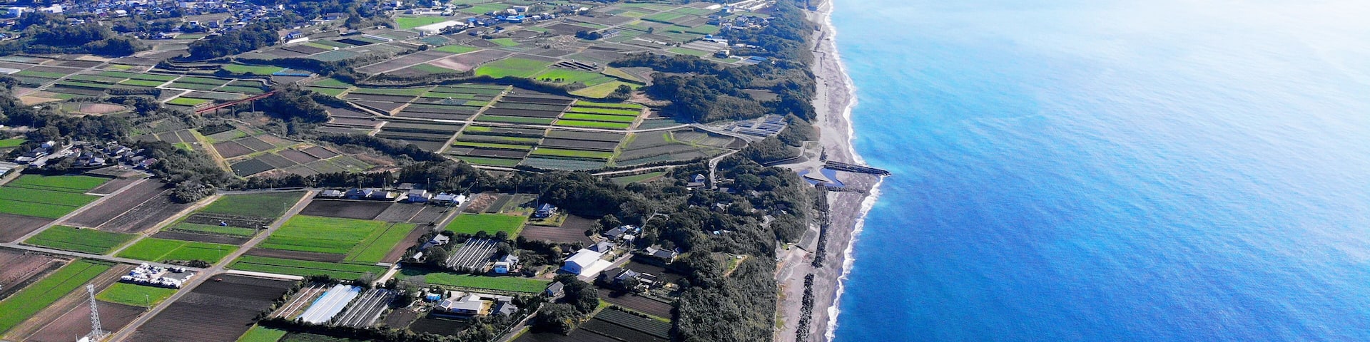 Aerial drone view of Satsuma Peninsula and Mt.Kaimon
(Kaimondake) in Kagoshima, Japan