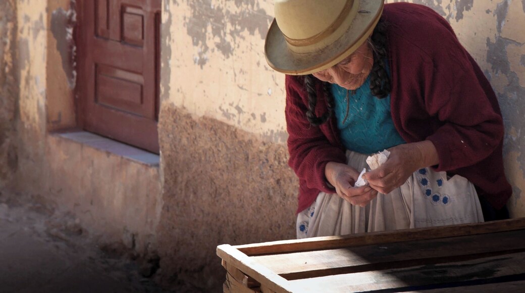 Woman on the street of Andahuaylillas, a town in Peru's highlands.