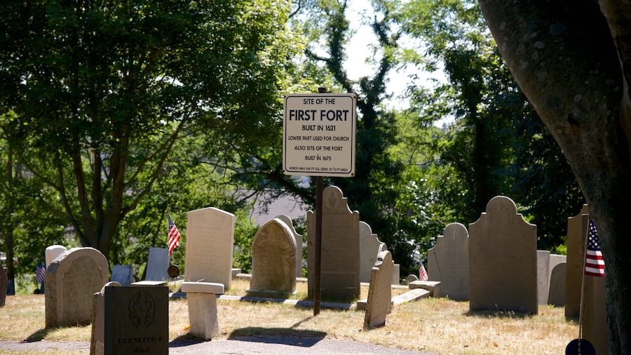 Burial Hill which includes signage and a cemetery