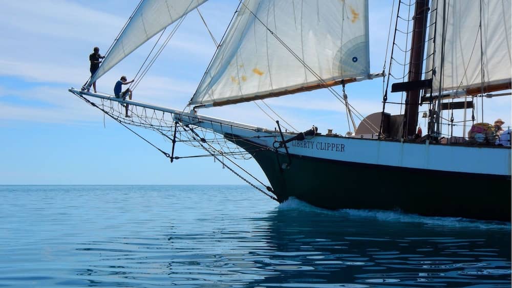 The Liberty Clipper is a 125ft Schooner Tall Ship which sails from Nassau in the Bahamas on a 5 day cruise around the islands.
What an amazing experience under full sail, all engines turned off and just the sound of the wind in the rigging and the Caribbean Ocean against the hull.
http://www.libertyfleet.com/tall-ship-cruise/cruising-grounds/bahamas
#waterlust #aquatrove