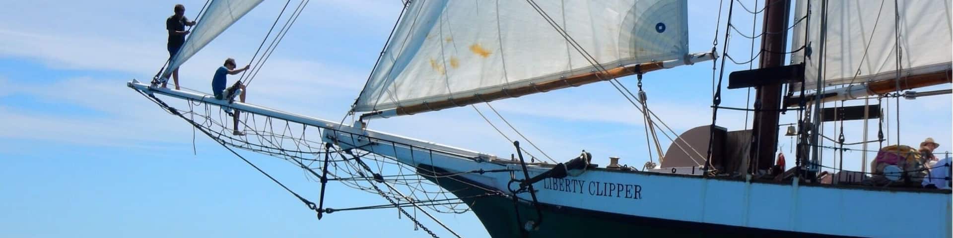 The Liberty Clipper is a 125ft Schooner Tall Ship which sails from Nassau in the Bahamas on a 5 day cruise around the islands.
What an amazing experience under full sail, all engines turned off and just the sound of the wind in the rigging and the Caribbean Ocean against the hull.
http://www.libertyfleet.com/tall-ship-cruise/cruising-grounds/bahamas
#waterlust #aquatrove