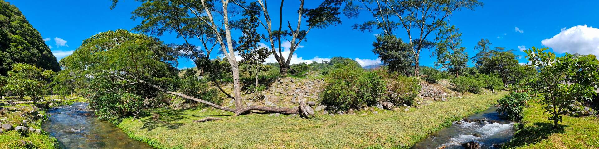 Panama, Boquete, panoramic view of a bend of the Caldera creek