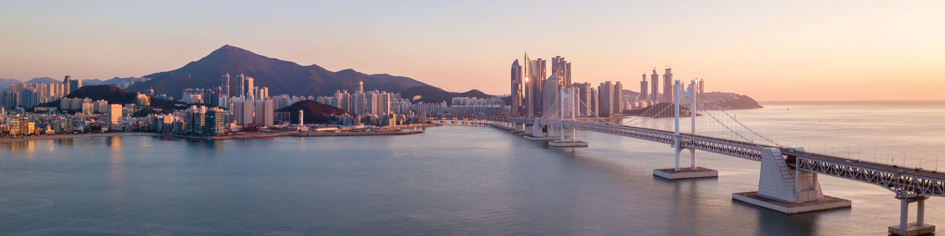 Aerial view of Gwangan Bridge in Busan City,South Korea