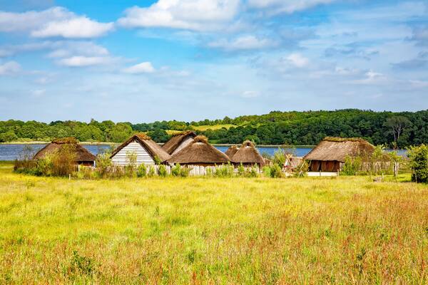 Viking village Haithabu, Busdorf, Schleswig-Holstein, Germany, Europe.