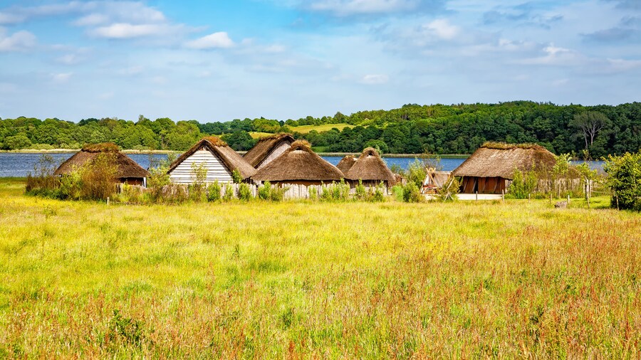 Viking village Haithabu, Busdorf, Schleswig-Holstein, Germany, Europe.