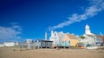MacMillan Pier showing a beach and a coastal town