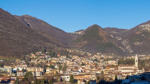 Albino, Bergamo, Italy. Aerial view of the town. Landscape of the village from the mountain. Albino the largest city of the Seriana valley