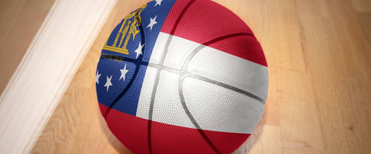basketball ball with the flag of georgia state