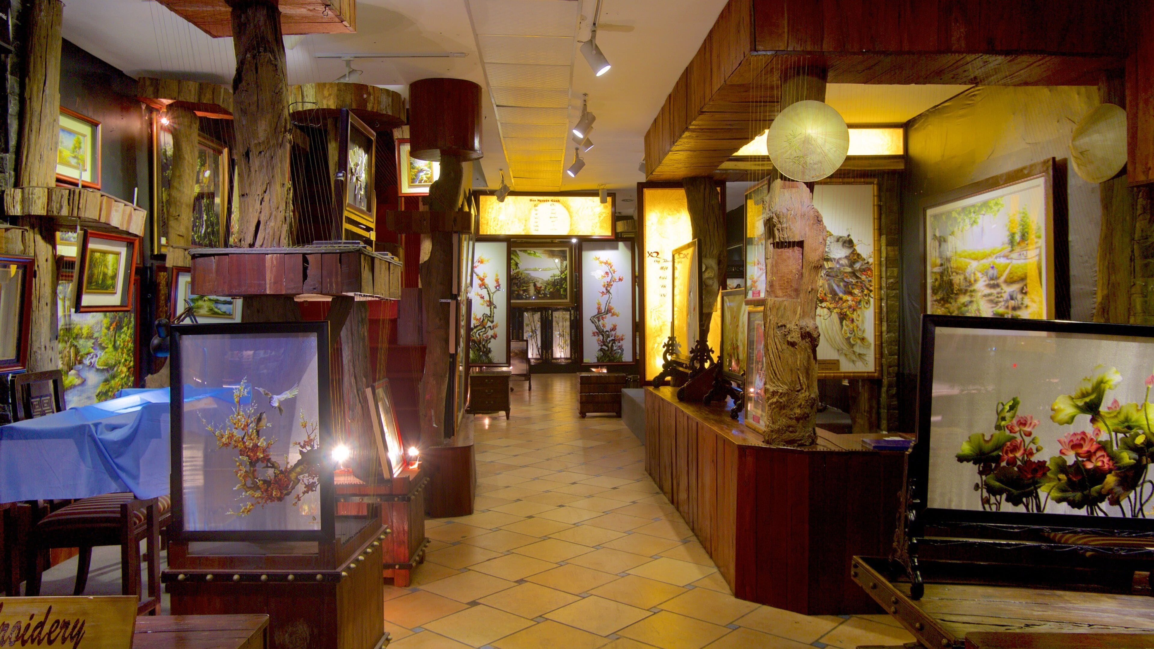 Hang Gai Street featuring interior views and art