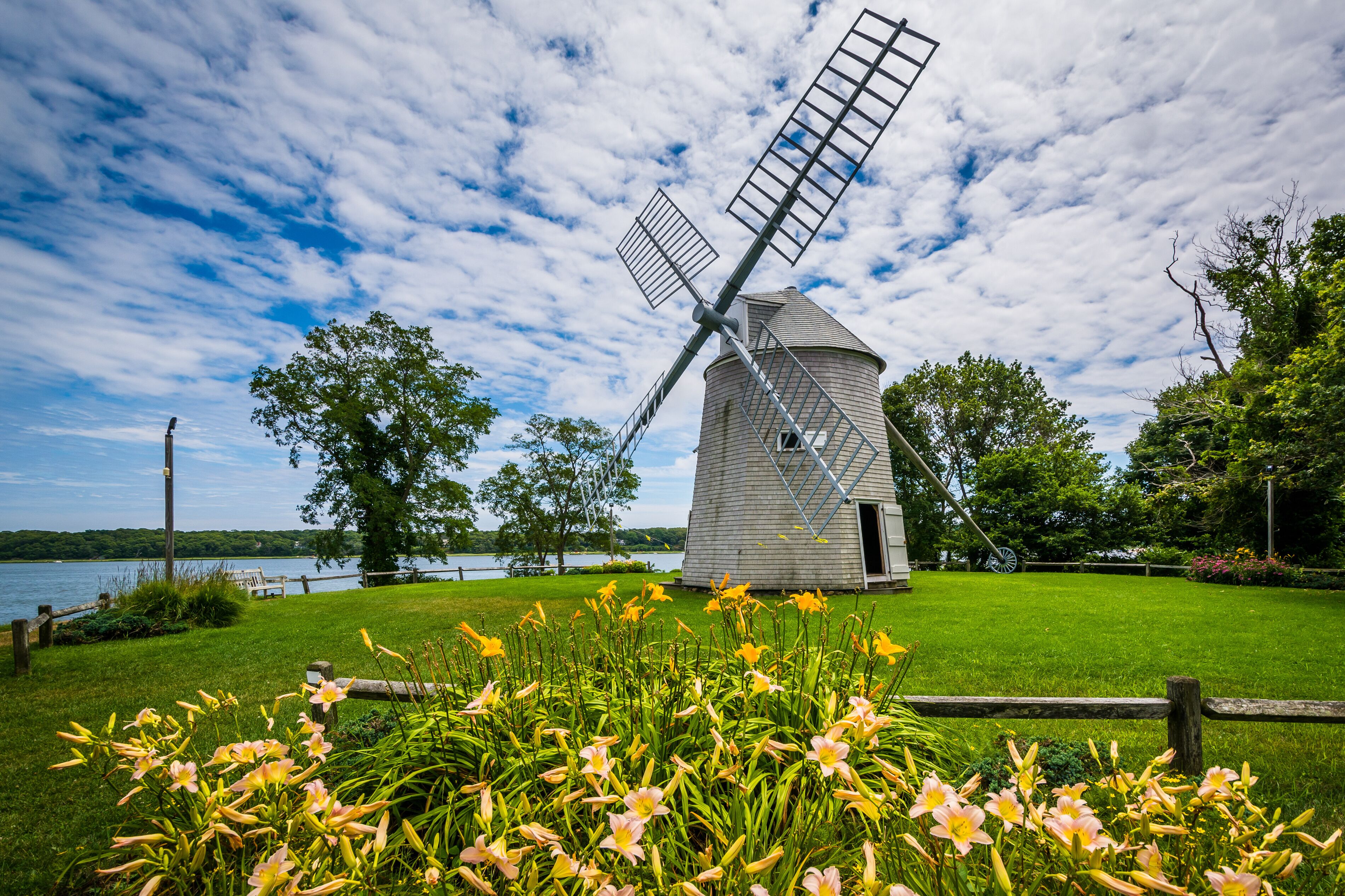 Gardens and the Jonathan Young Windmill, in Orleans, Cape Cod, M