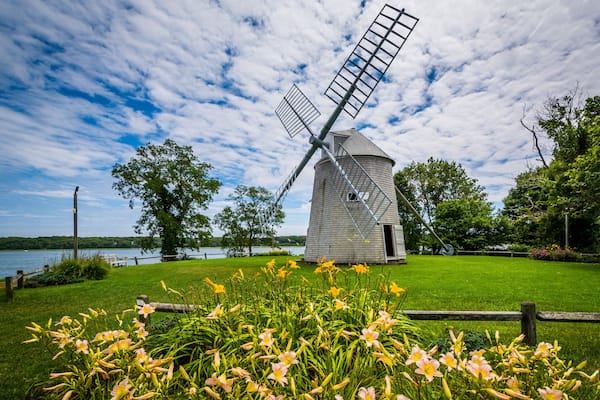 Gardens and the Jonathan Young Windmill, in Orleans, Cape Cod, M
