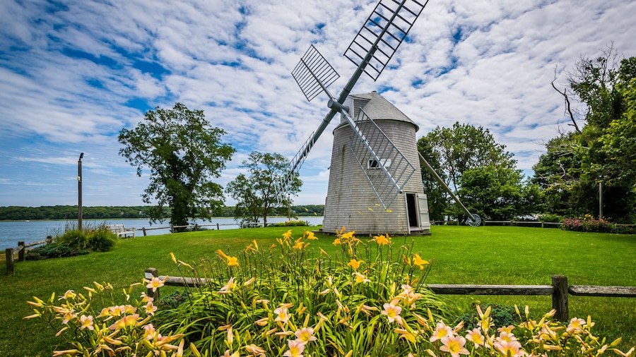 Gardens and the Jonathan Young Windmill, in Orleans, Cape Cod, M