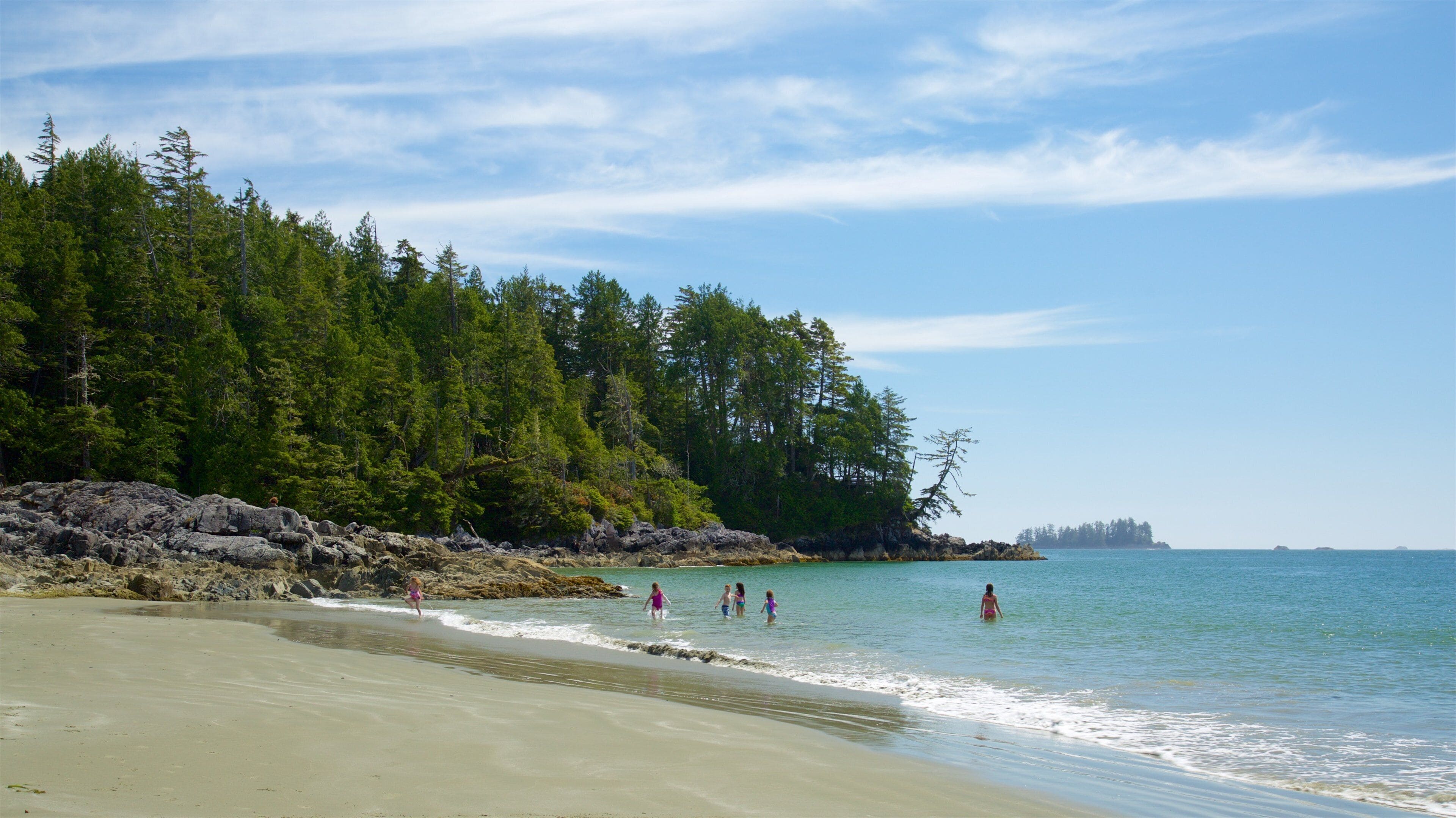 Tonquin Park caracterizando natação, uma praia e litoral rochoso