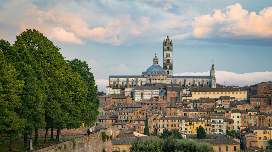 Fortezza Medicea featuring a city, landscape views and a sunset