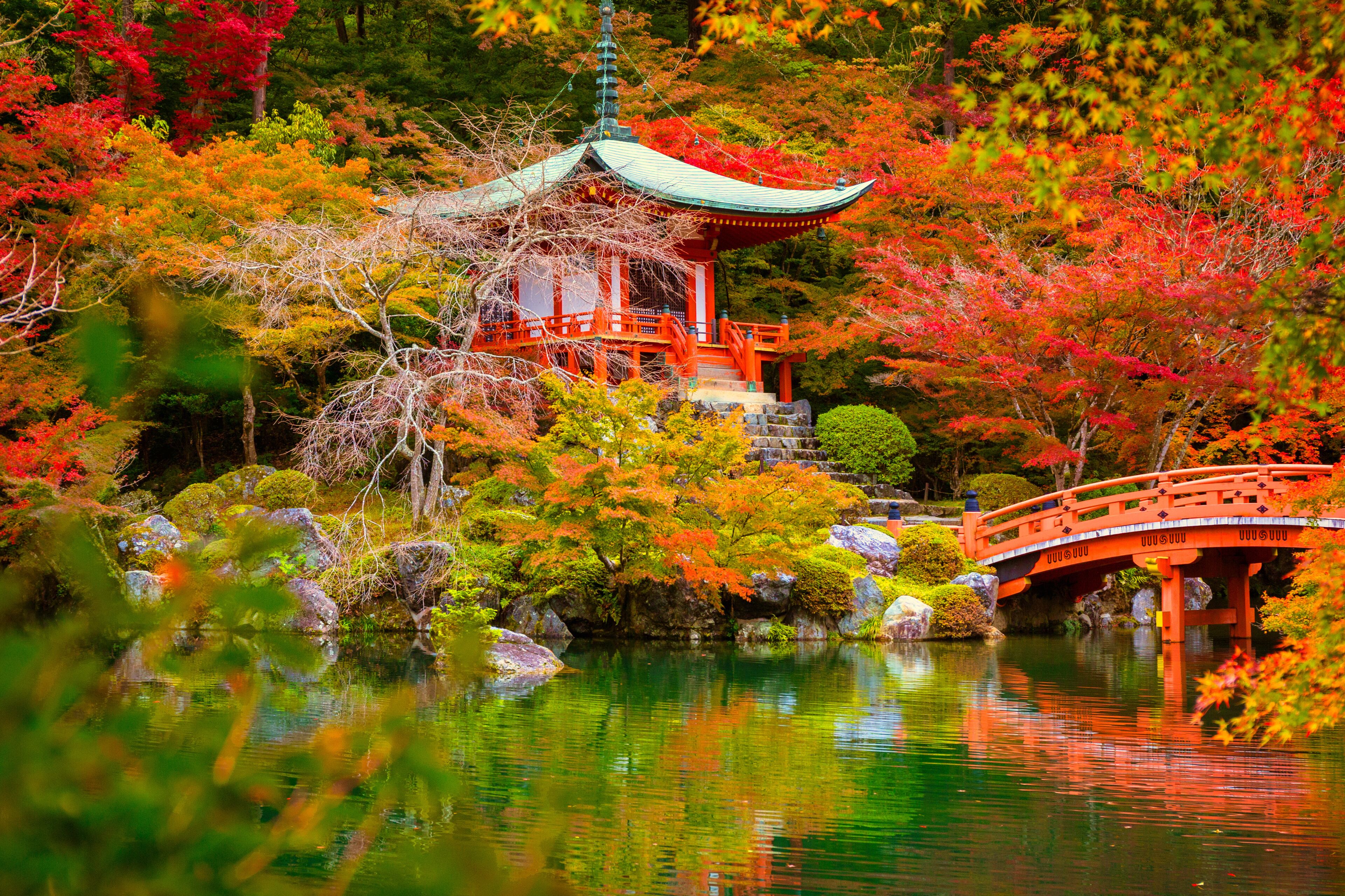 Daigo-ji temple with colorful maple trees in autumn, Kyoto, Japan