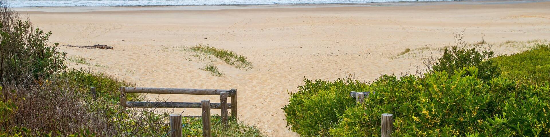 Tomaree National Park which includes a beach and general coastal views