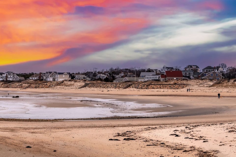 Corporation Beach in Cape Cod, Massachusetts at sunset.