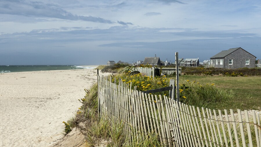 Weathered Houses and Drift Fence, Madaket Beach, Nantucket Island; Shutterstock ID 695324335; Purchase Order: -