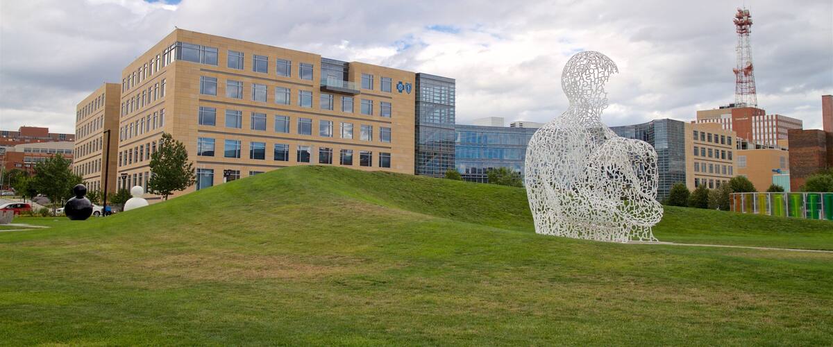 John and Mary Pappajohn Sculpture Park featuring a garden and outdoor art