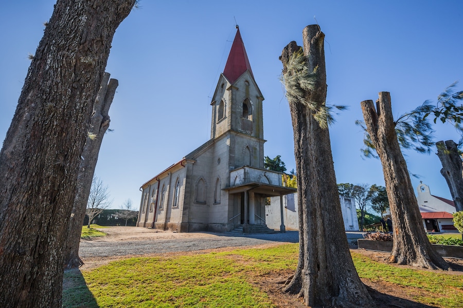 Nueva Helvecia - July 02, 2017: Church in the town of Nueva Helvecia, Uruguay