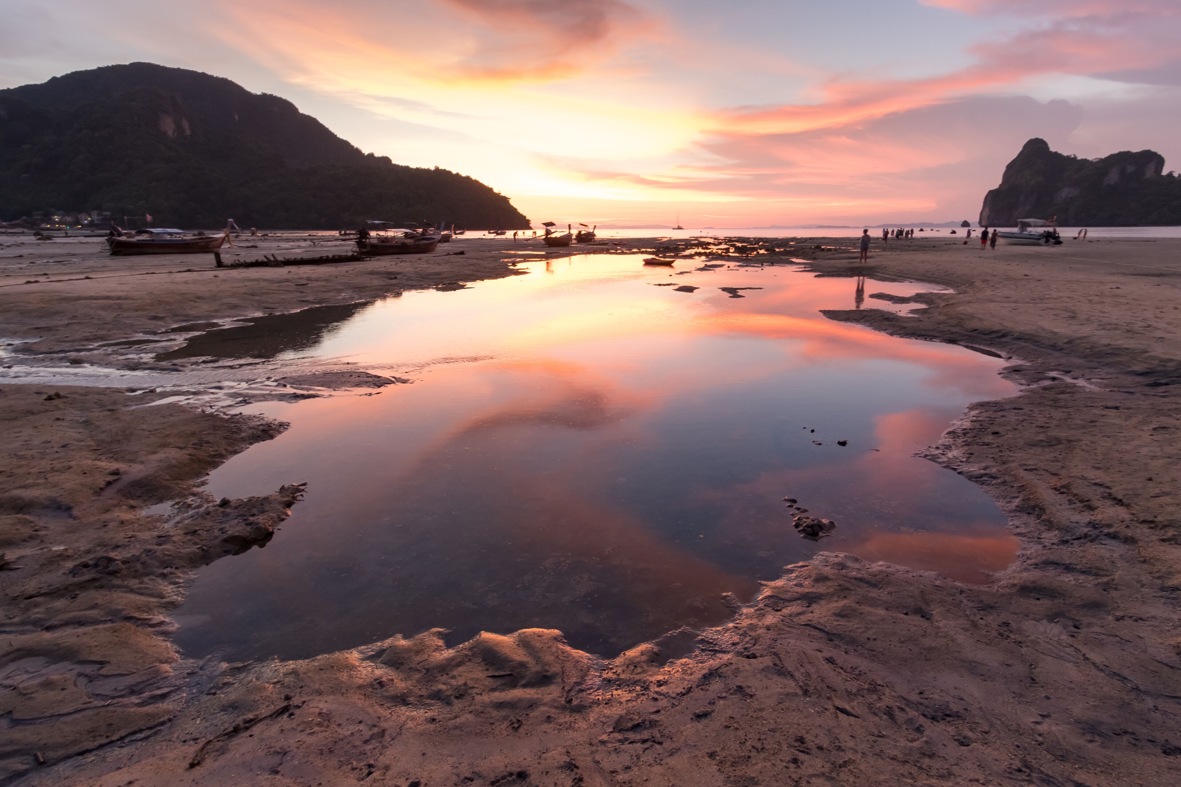 Krabi, Thailand-May 4, 2018, Sunset at Loh Dalum Bay, Phi Phi Island, Krabi, Thailand.