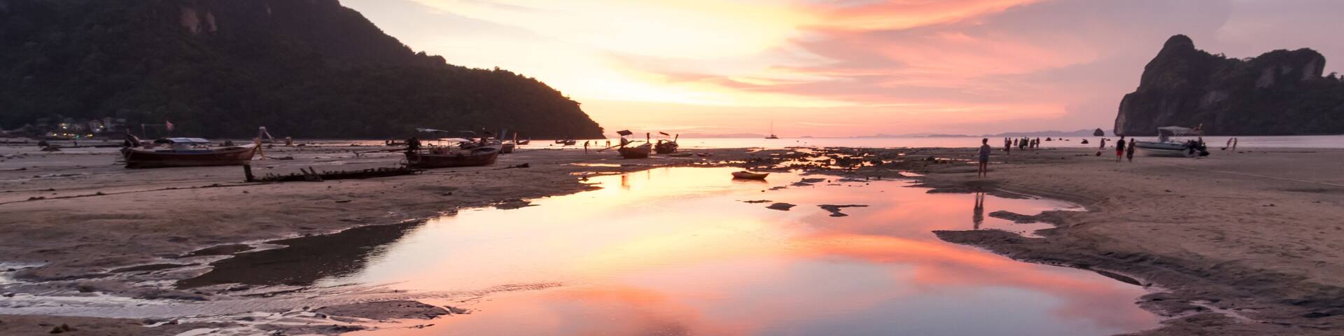 Krabi, Thailand-May 4, 2018, Sunset at Loh Dalum Bay, Phi Phi Island, Krabi, Thailand.
