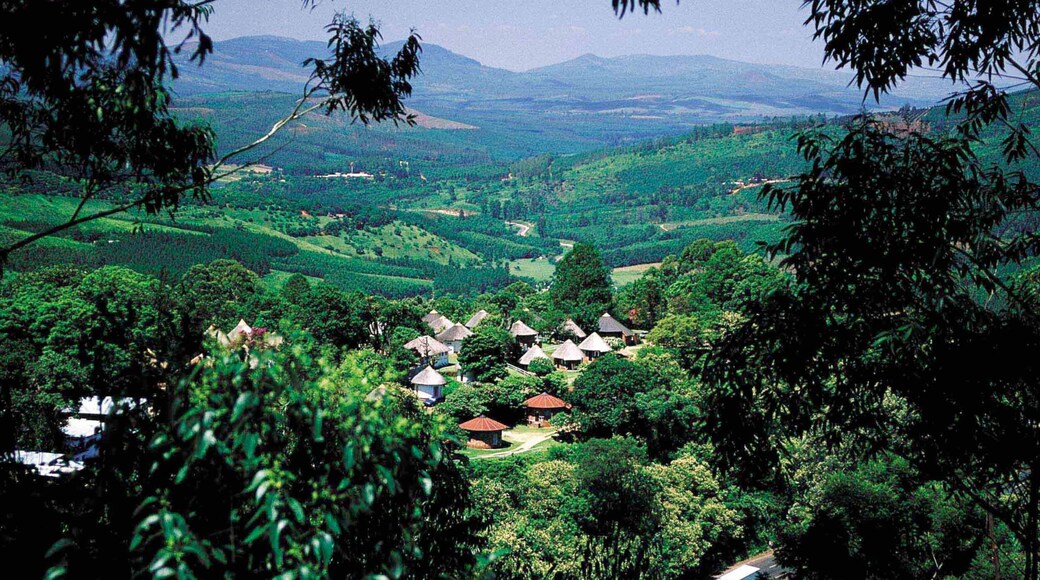 Magoebaskloof mostrando vista del paesaggio, montagna e piccola città o villaggio
