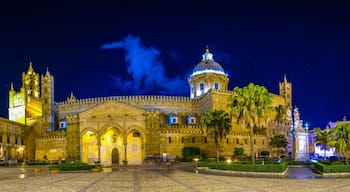 Night view of the cathedral of Palermo, Sicily, Italy
