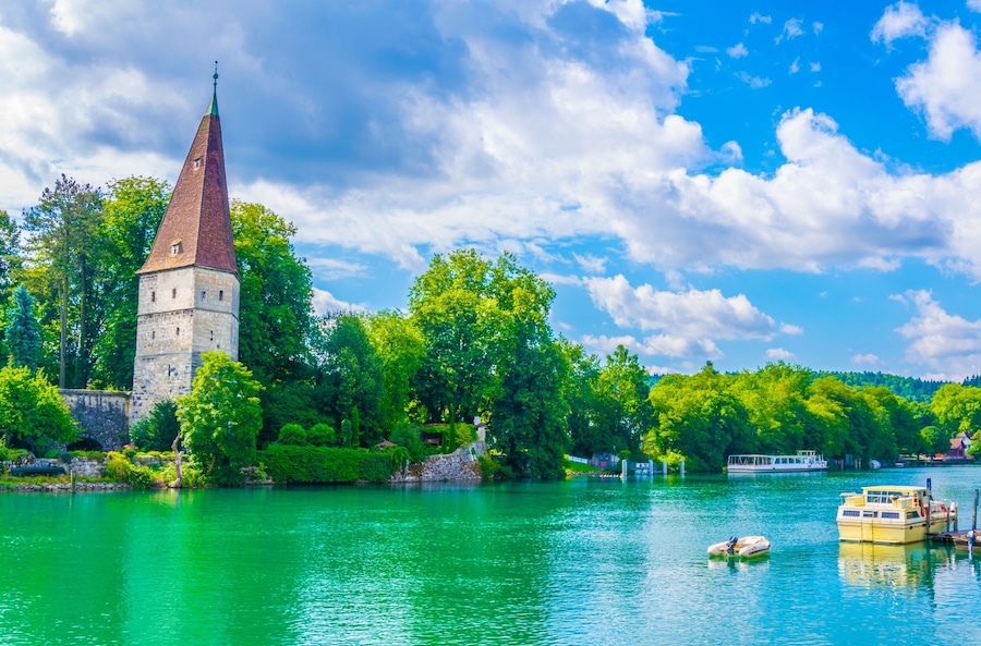 Krummturm on shore of Aare river in Solothurn, Switzerland, Shutterstock ID 1240637611, Purchase Order: -