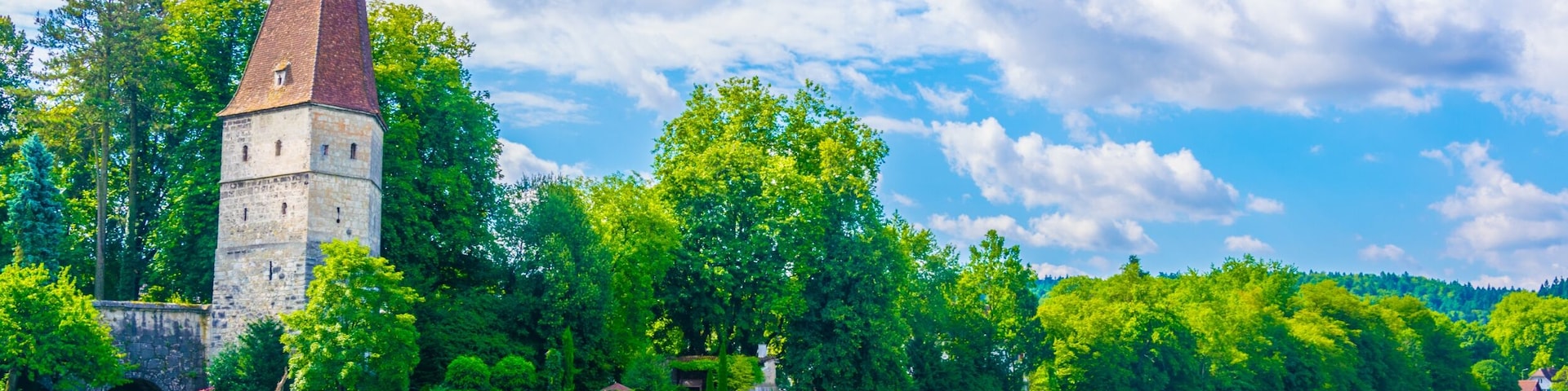 Krummturm on shore of Aare river in Solothurn, Switzerland, Shutterstock ID 1240637611, Purchase Order: -