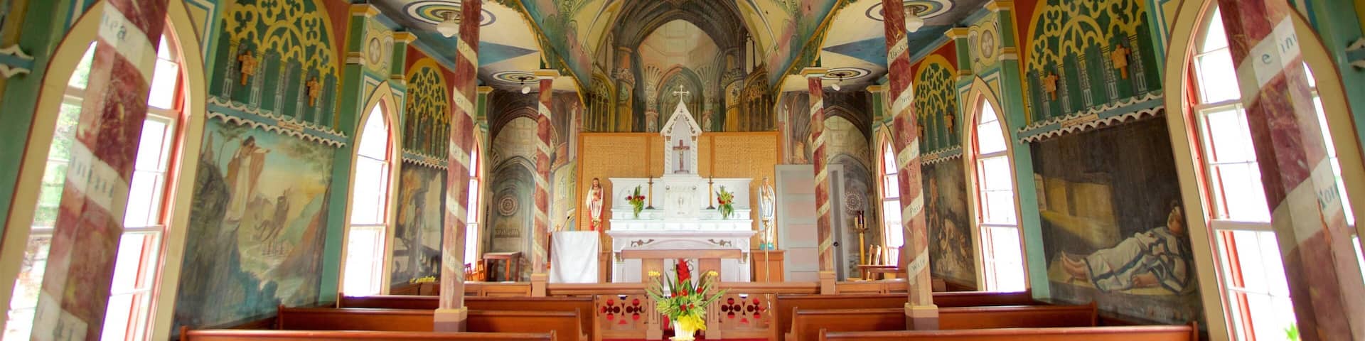 Painted Church showing art, a church or cathedral and interior views