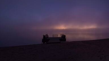 Foggy Autumn Sunrise Over Lake