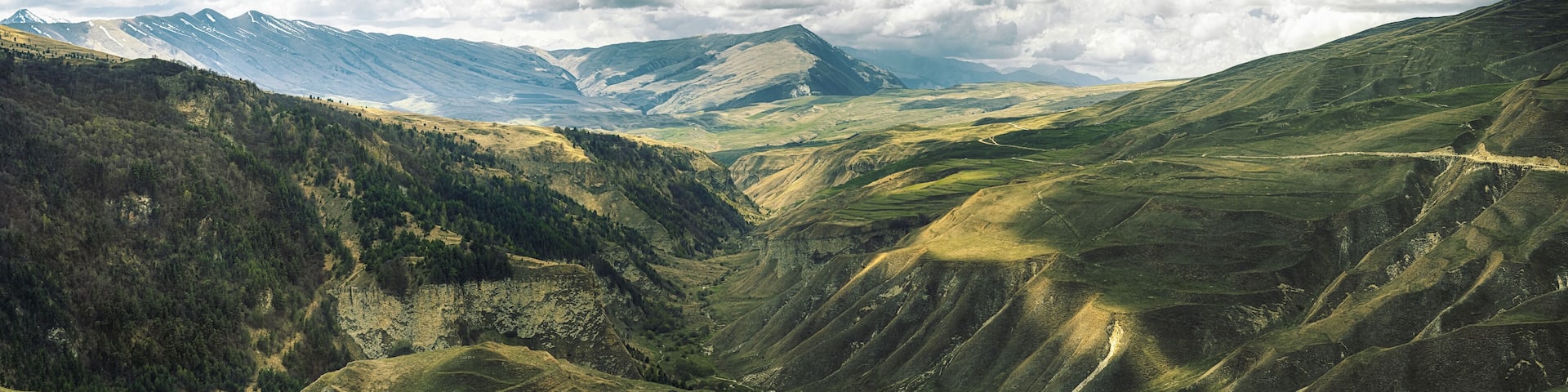 Panoramic view of the mountains in Chechnya